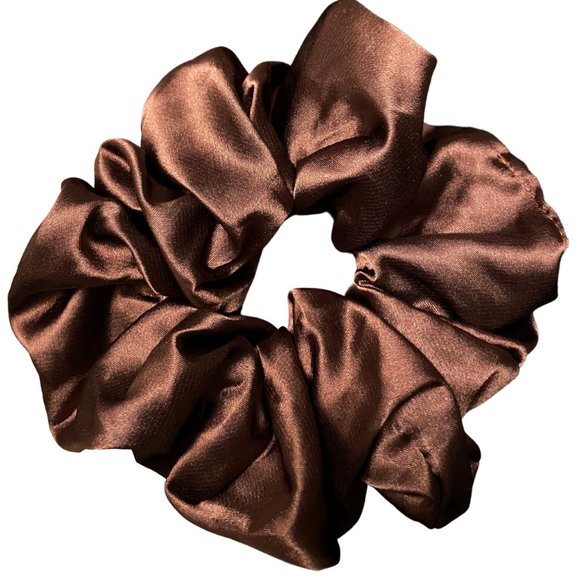 (3 for $18) Silk Scrunchie - Chocolate - Picture 1 of 2